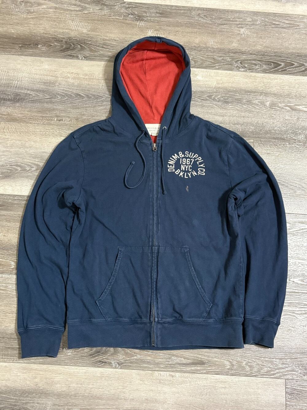 Vintage Denim & Supply Ralph Lauren Thermal Lined Zip Up Hoodie - Men’s Large